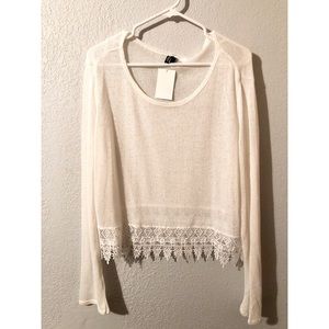 White Top with Crochet Detail